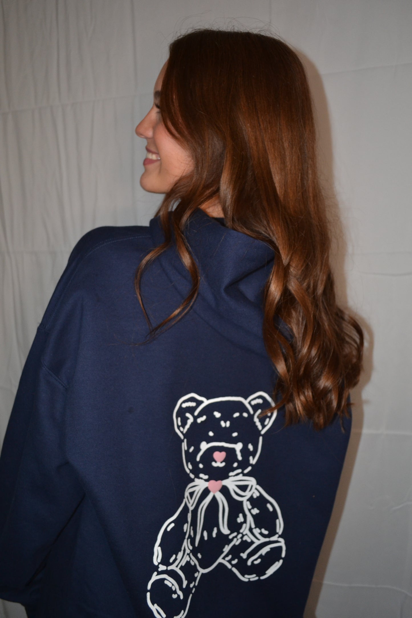 Navy and pink ruffle hoodie