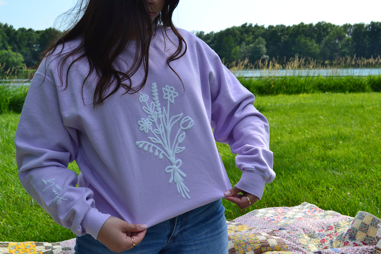 Lilac Floral bouquet crewneck