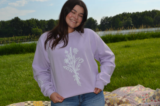 Lilac Floral bouquet crewneck