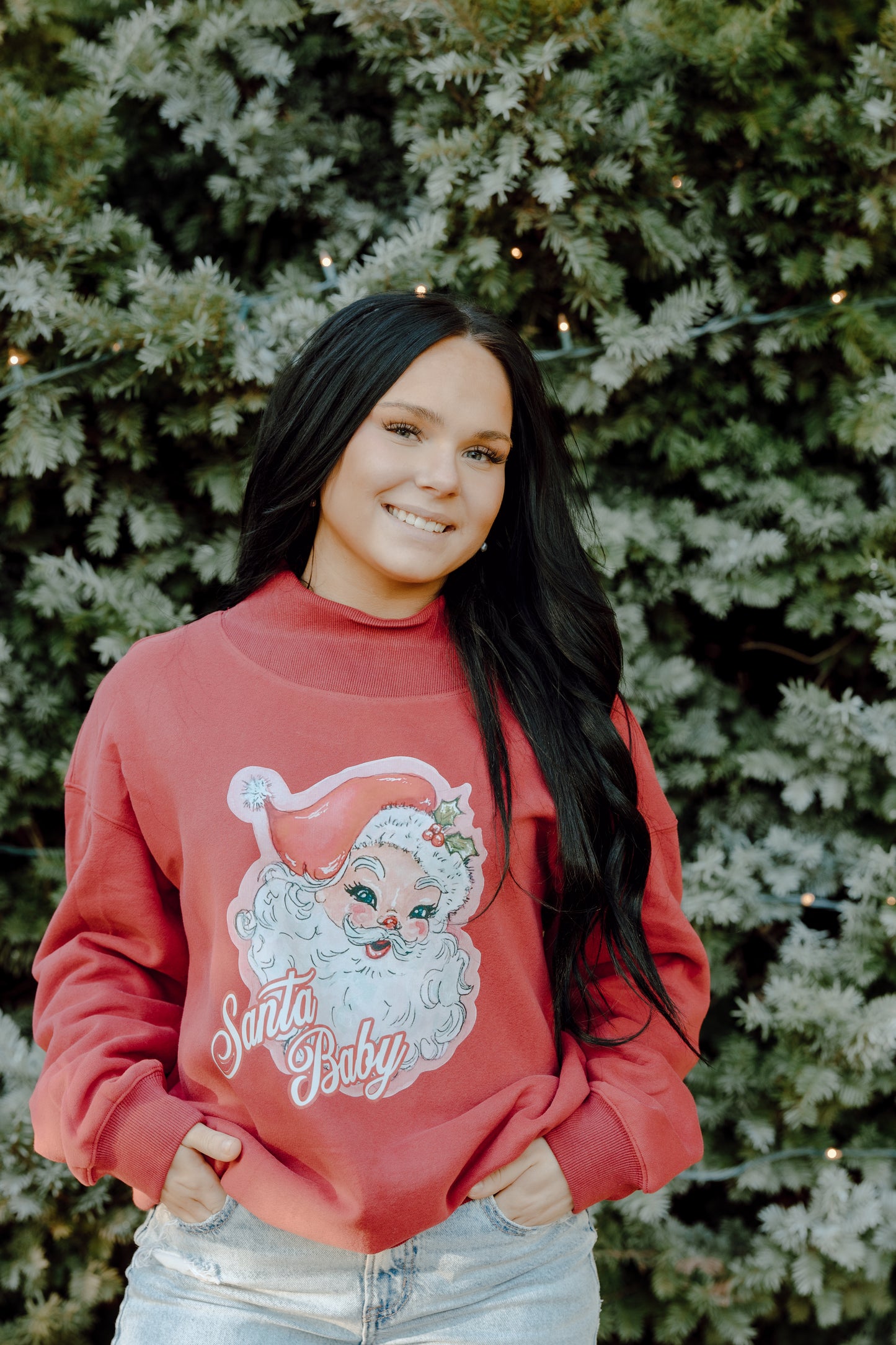 Santa baby mock neck