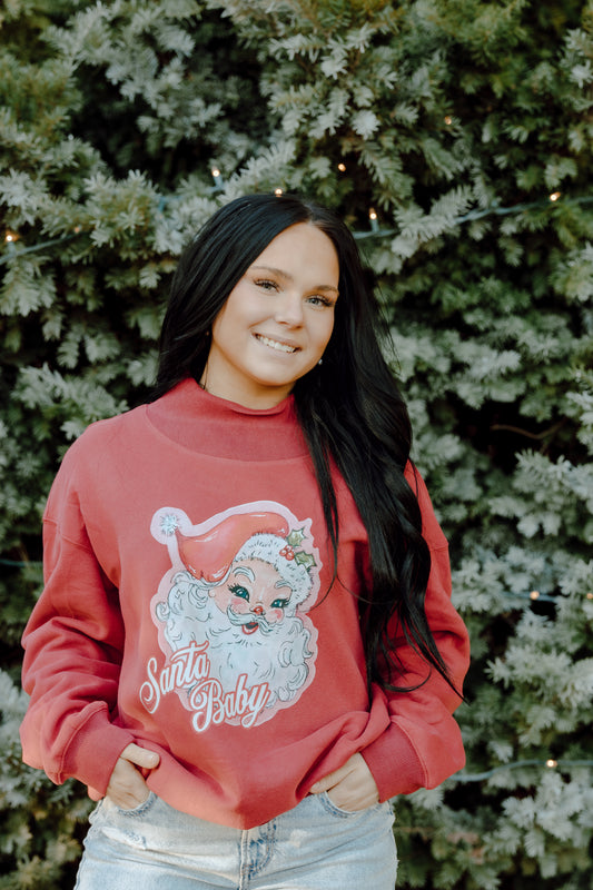 Santa baby mock neck